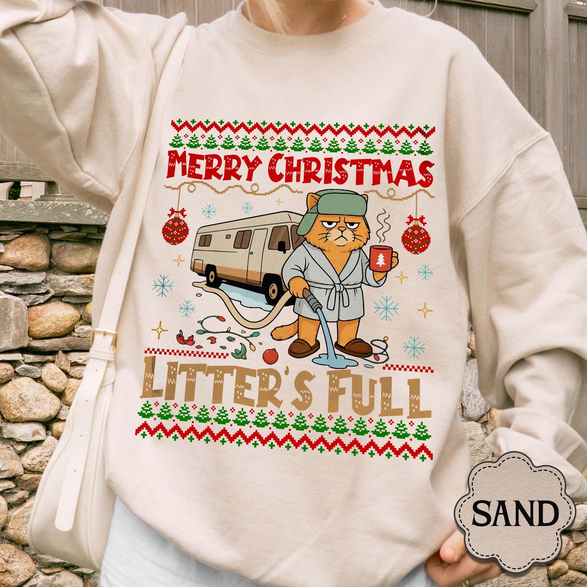 Litter’s Full Cat Christmas Sweatshirt – Funny Xmas Vacation–Inspired Holiday Movie Shirt