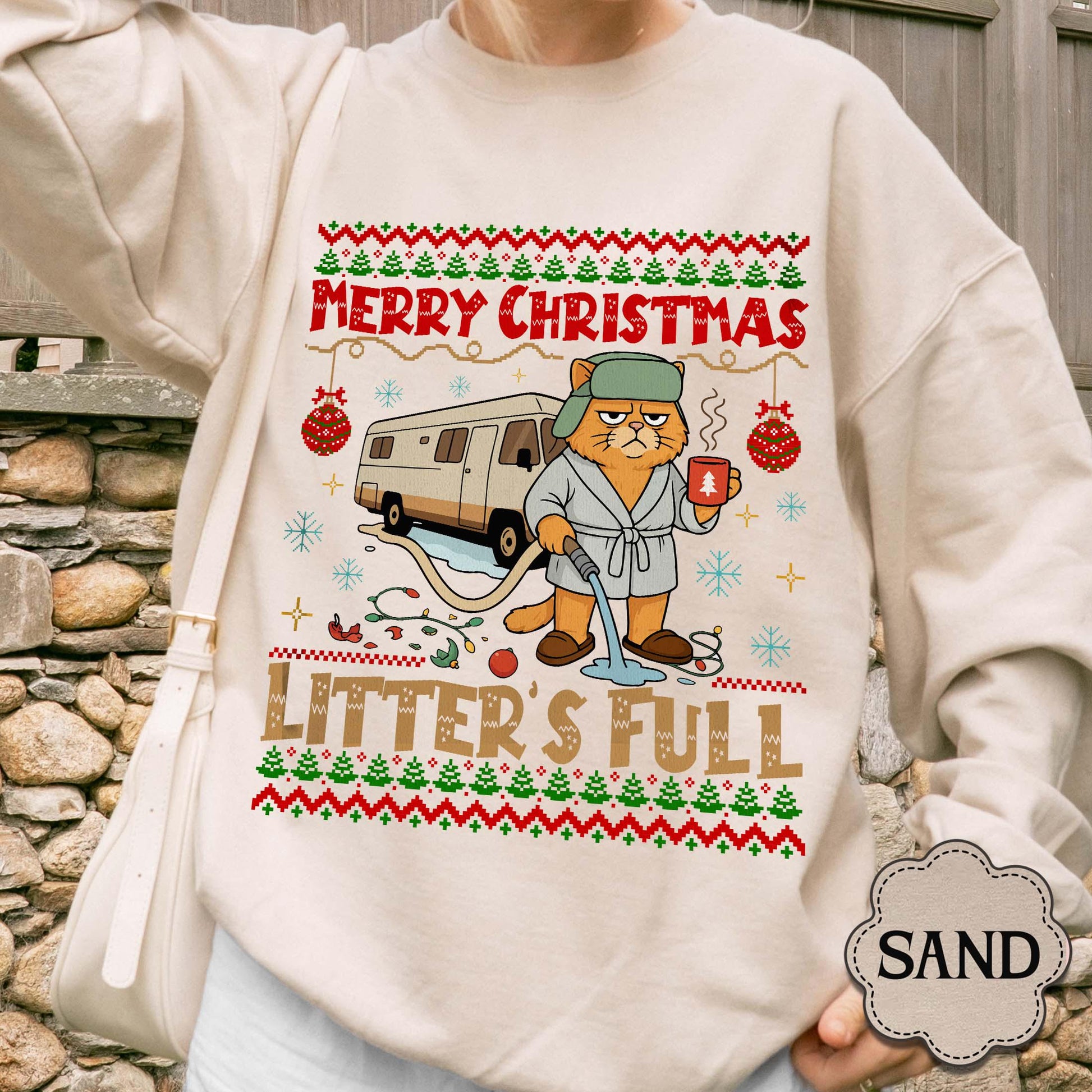 Litter’s Full Cat Christmas Sweatshirt – Funny Xmas Vacation–Inspired Holiday Movie Shirt