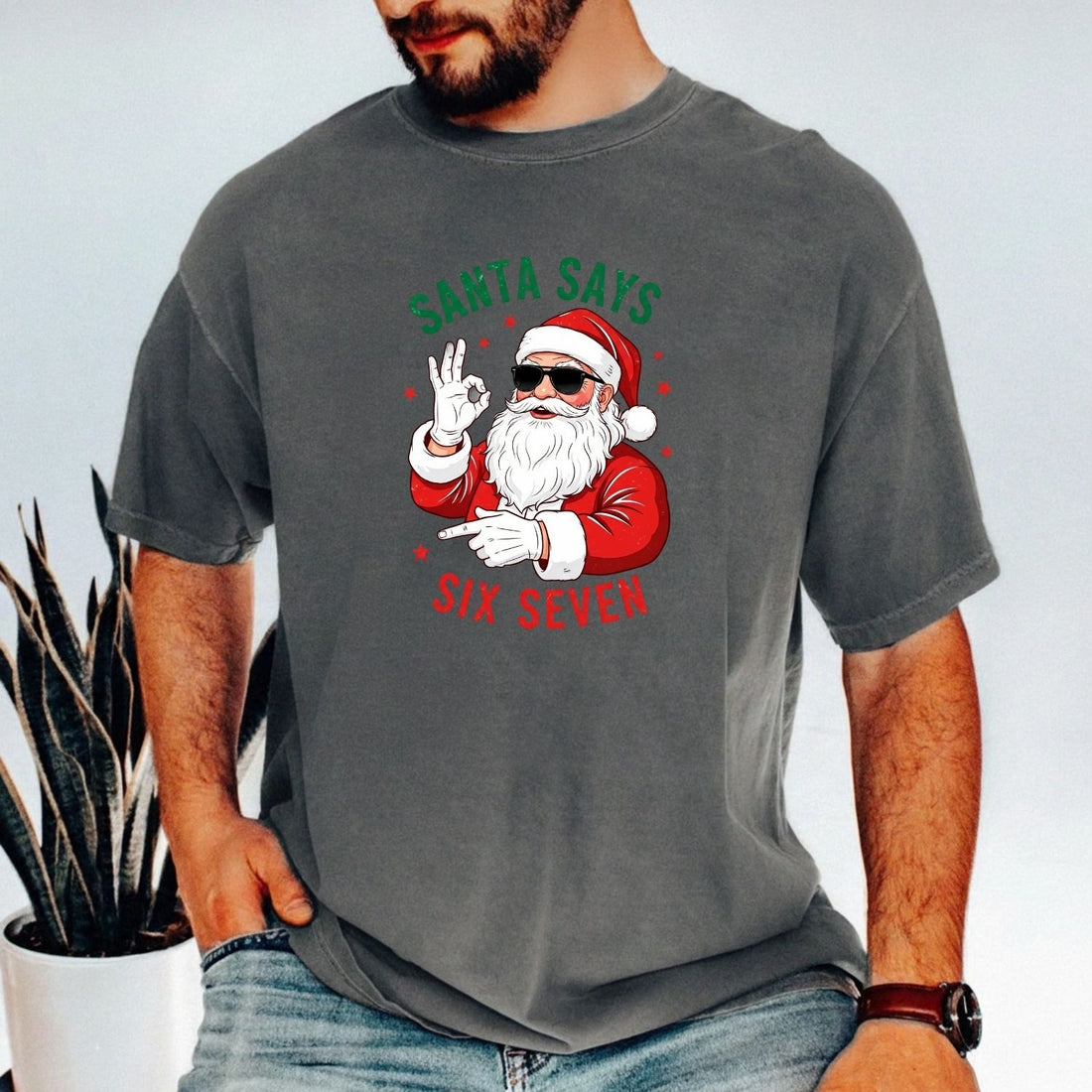 Funny Santa Says Six Seven T-Shirt – Christmas Meme Graphic Tee