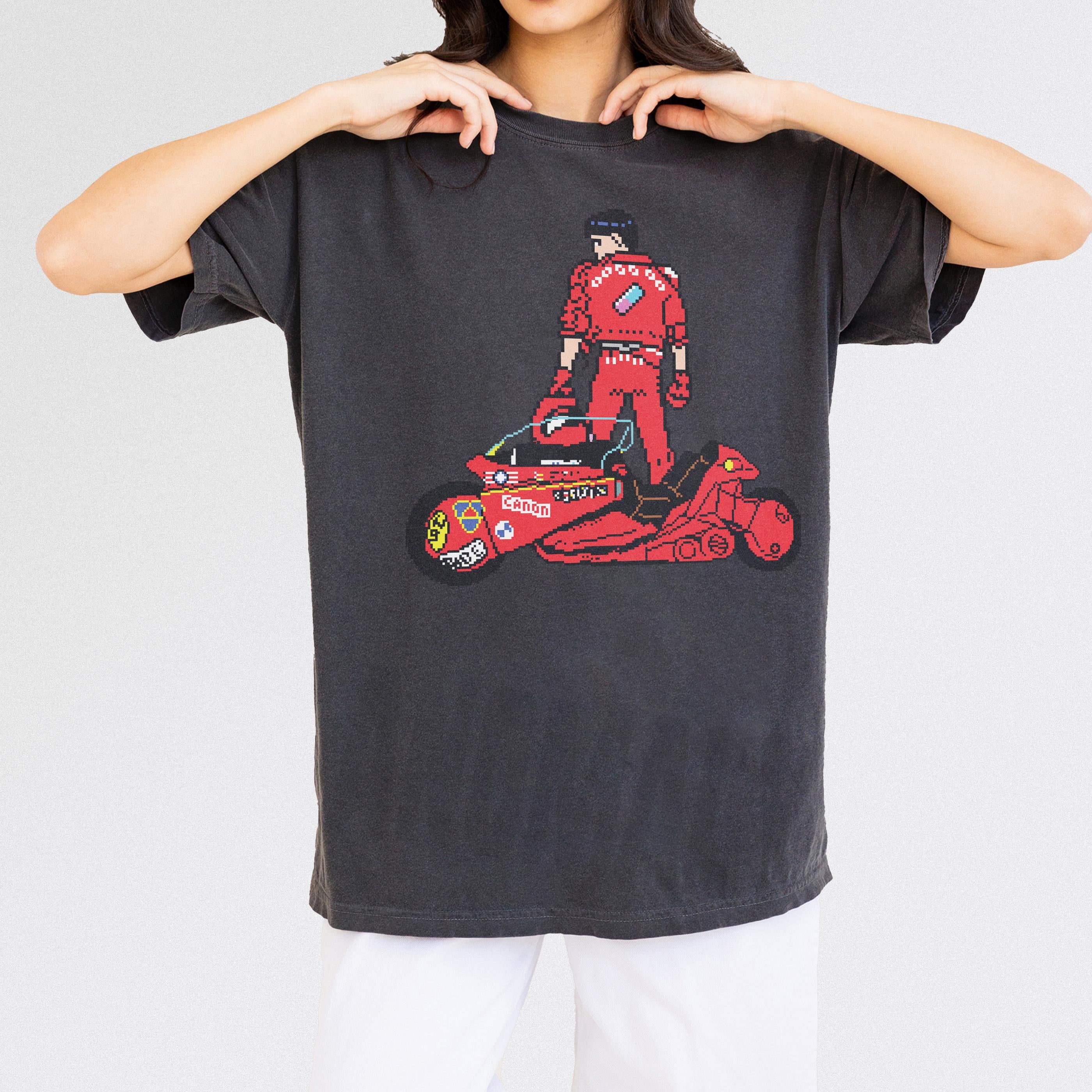 8-Bit Anime Graphic Tee – Cyberpunk Neo-Tokyo Motorcycle Unisex T-Shirt