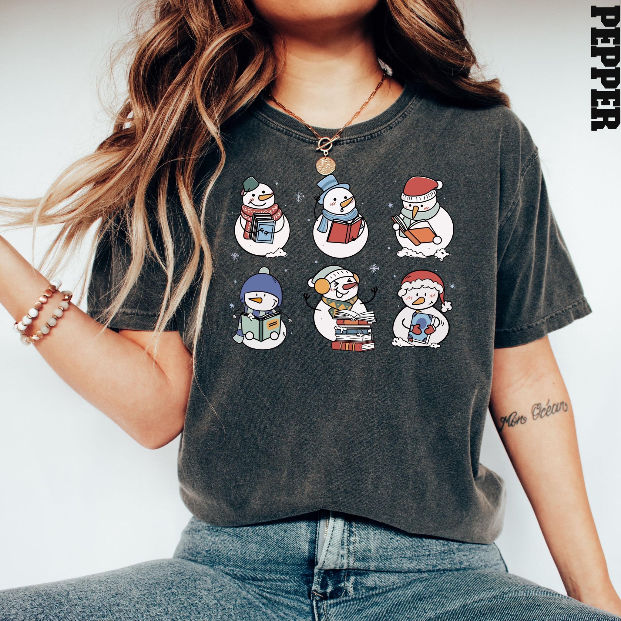 Book Lover Snowman T-Shirt – Snowman Reading Book Shirt – Teacher Gift – Winter Holiday Book Lover Shirt
