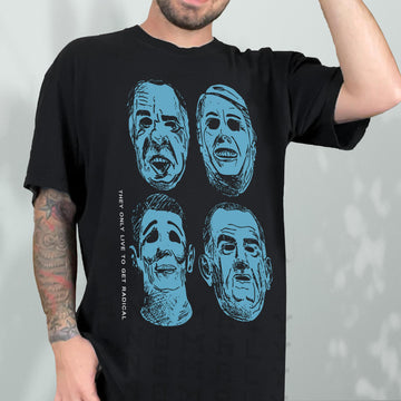 90s Action Movie T-Shirt – Bank Robbery Mask Vintage Graphic Tee