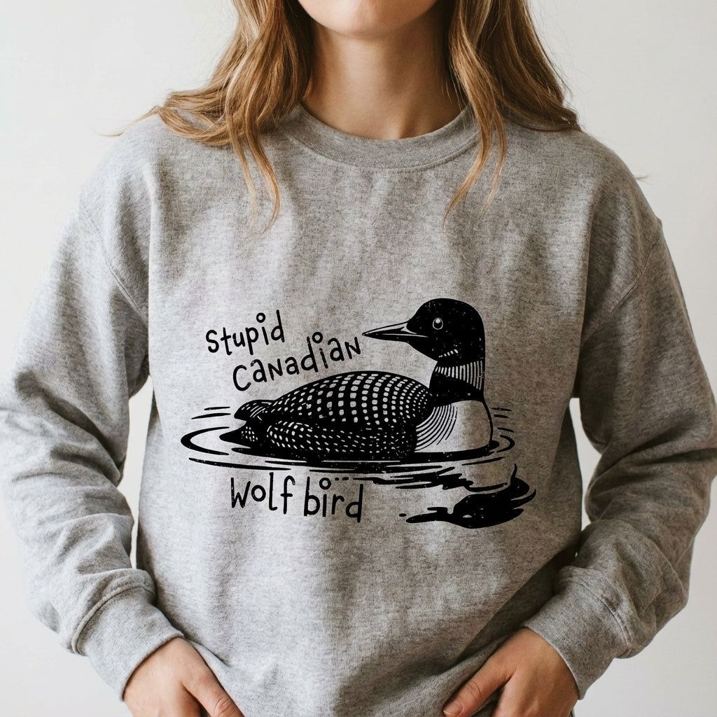 Funny Canadian Hockey Graphic T-Shirt - Wolf Bird Fan Humor Tee