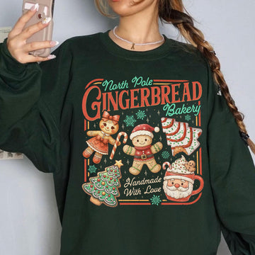 North Pole Gingerbread Sweatshirt – Bakery Handmade With Love T-Shirt, Christmas Holiday Crewneck, Festive Cookies Shirt