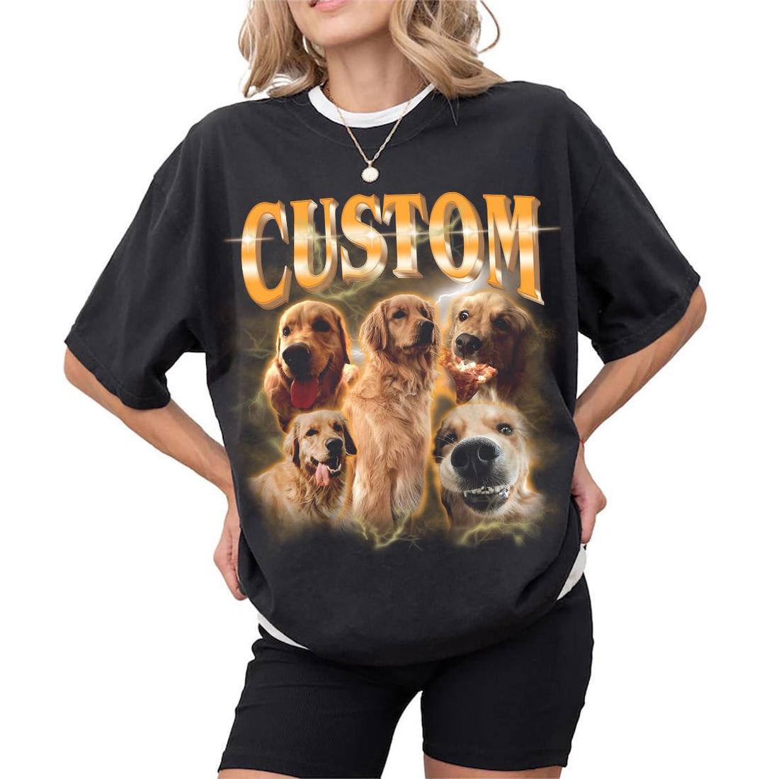 Custom Pet Bootleg Shirt – Retro 90s Dog Photo Tee, Vintage Rap Style
