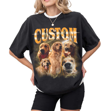 Custom Pet Bootleg Shirt – Retro 90s Dog Photo Tee, Vintage Rap Style
