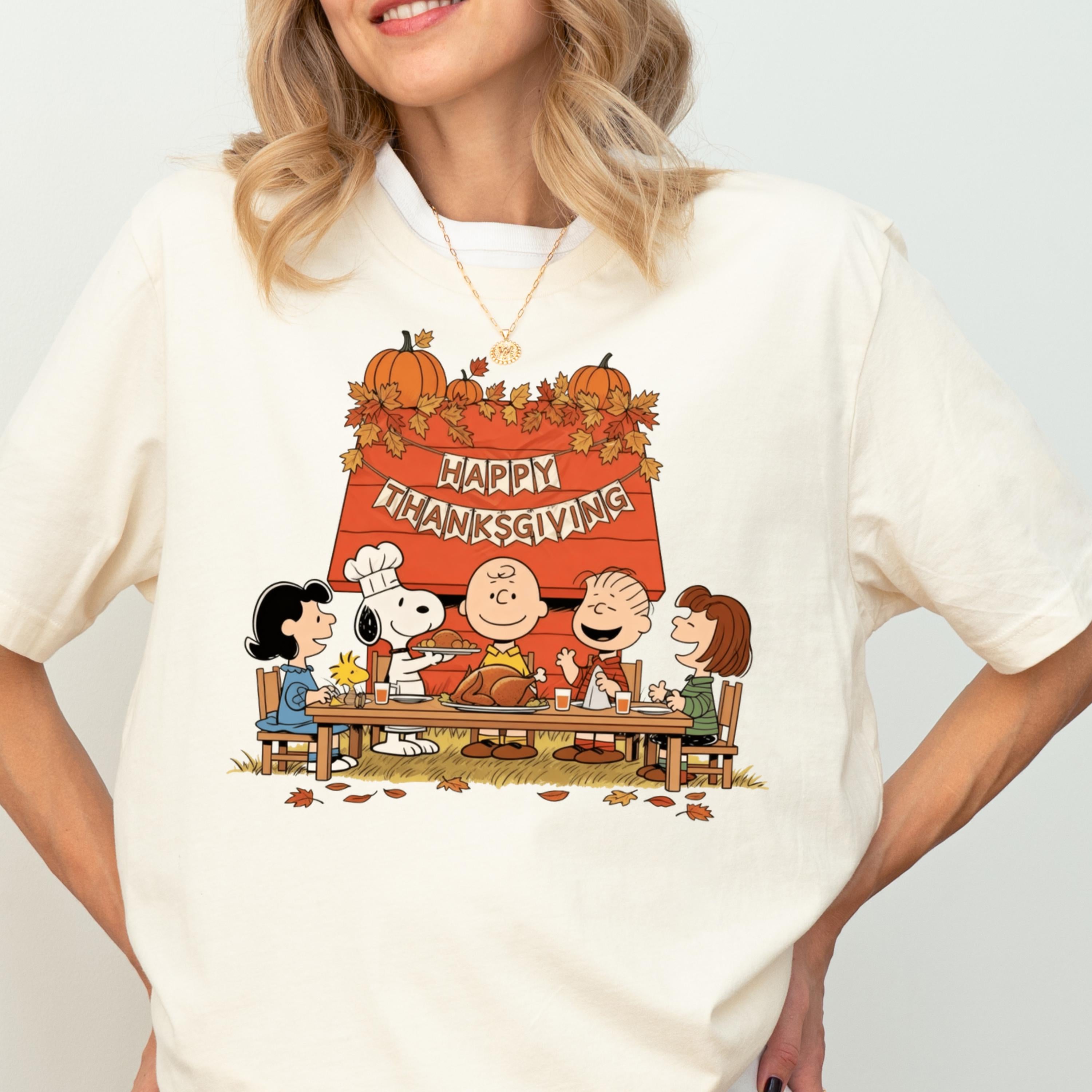 Peanuts Happy Thanksgiving Shirt – Cartoon Dog & Friends Inspired Fall Family Tee