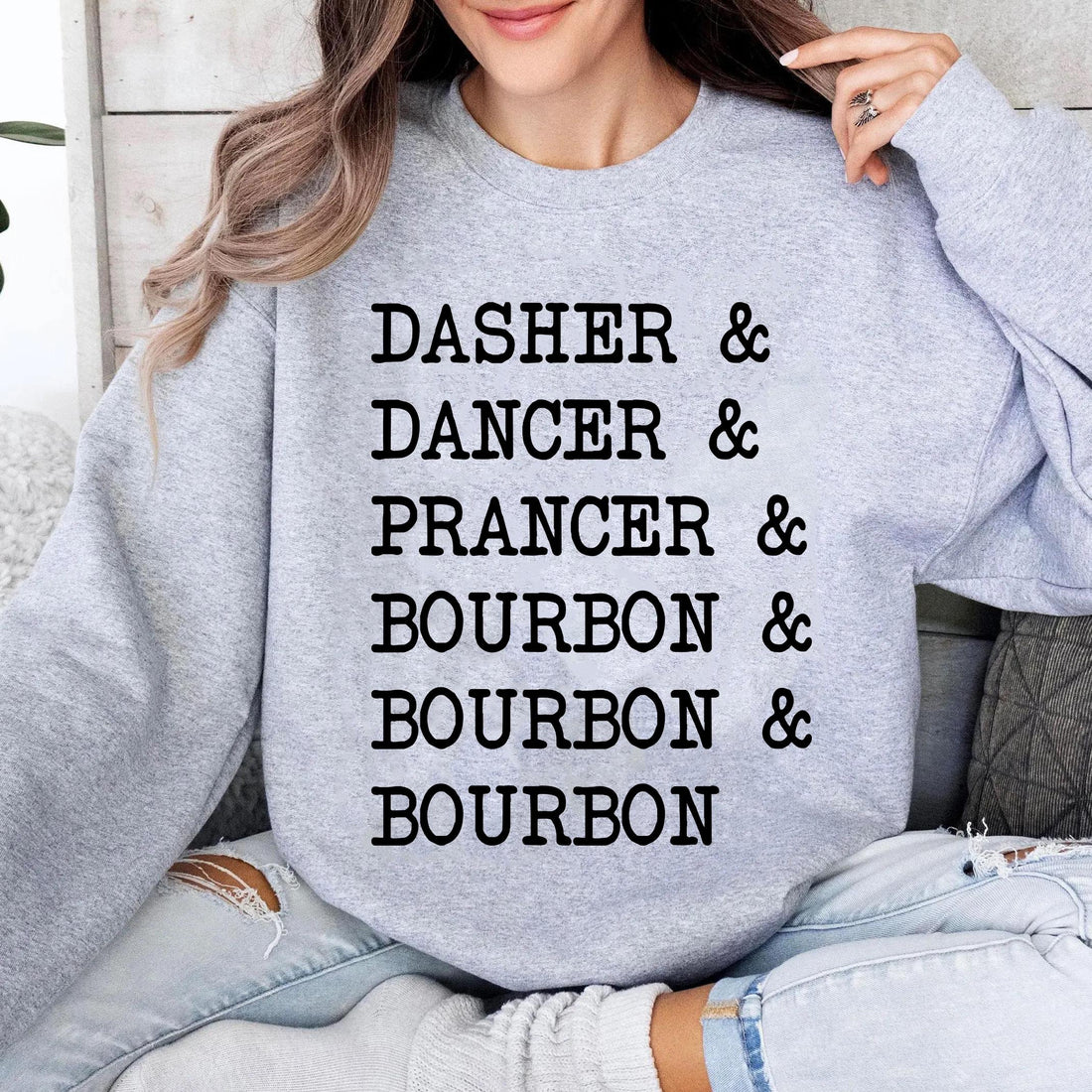 Dasher Dancer Prancer & Bourbon Shirt – Funny Drinking Christmas Tee