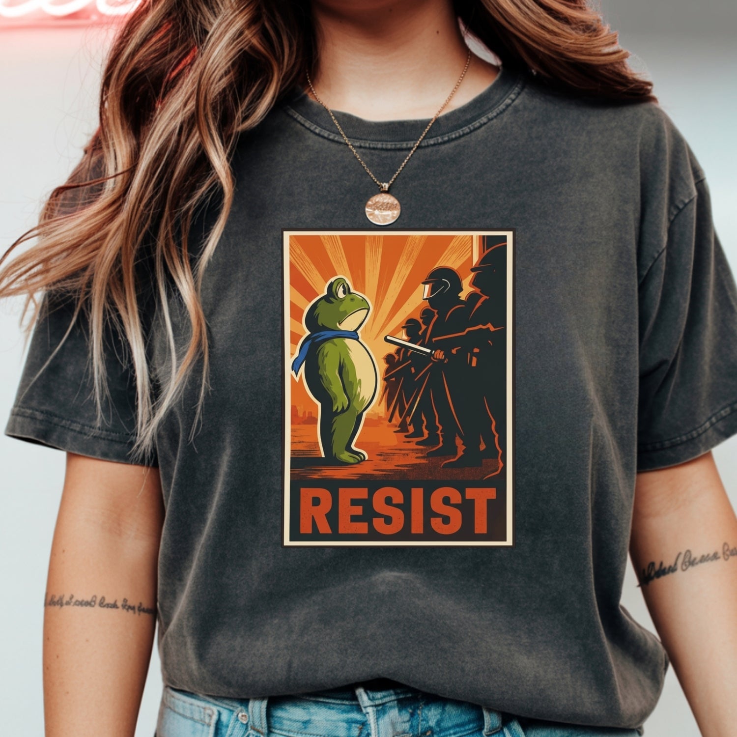 Portland Frog Shirt – Funny Rebel Graphic Tee – No Kings in America Parody Design