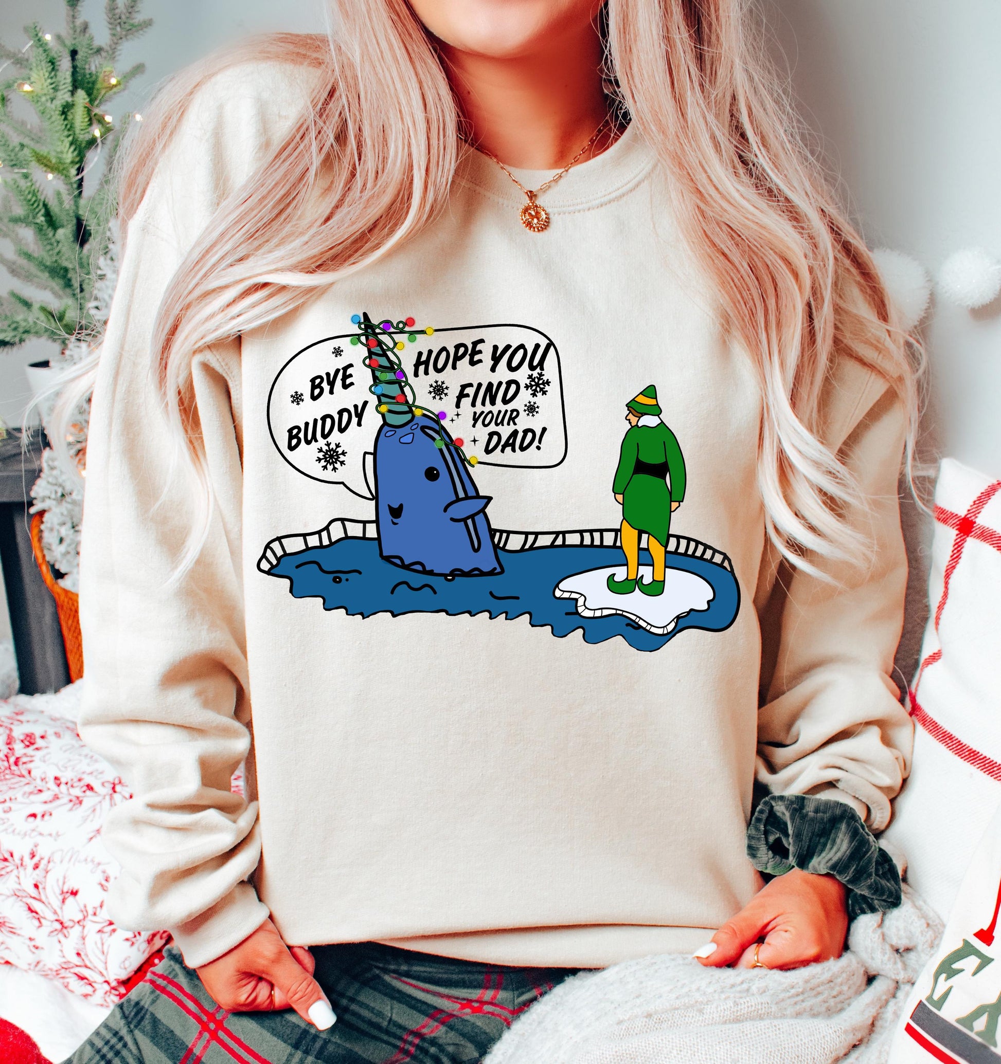 Narwhal Elf Christmas Shirt – Bye Buddy Hope You Find Your Dad Shirt – Buddy the Elf Tee – Christmas Classic Movie Shirt