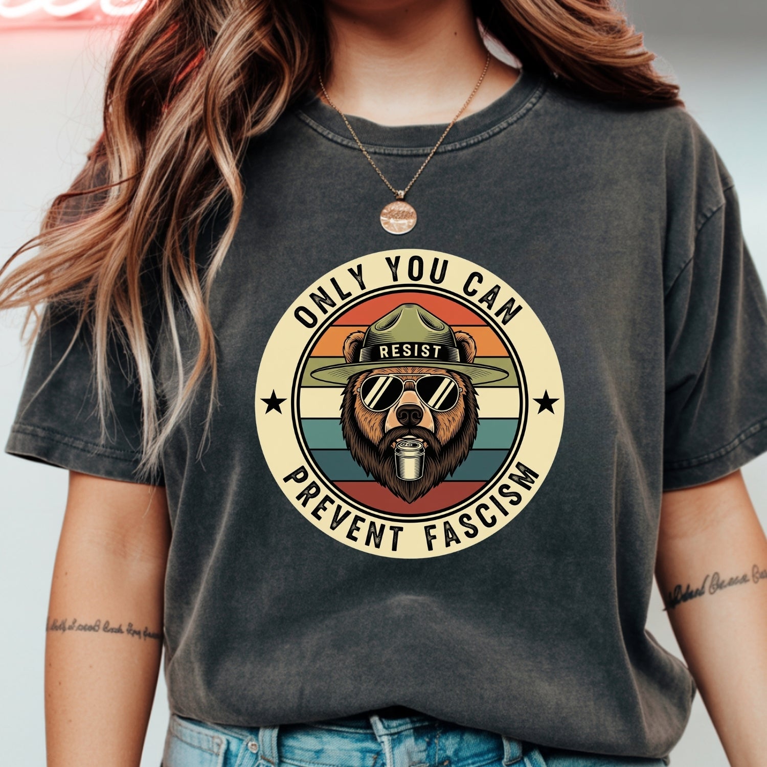 Retro Forest Ranger Bear T-Shirt – Funny Environmental Parody Tee – Vintage Nature Graphic