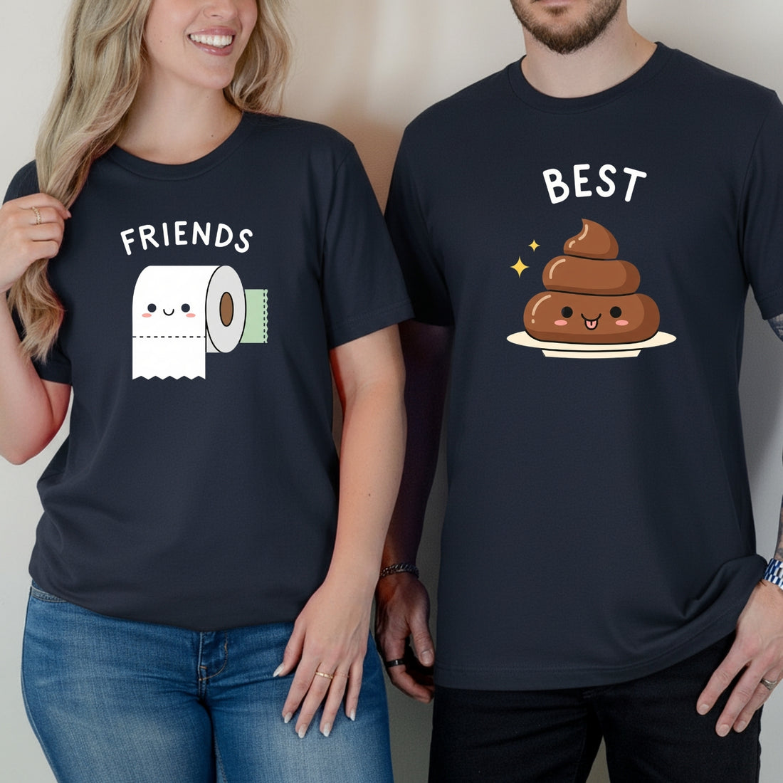 Best Friends Girl Poop Letter Matching T-Shirts For Besties