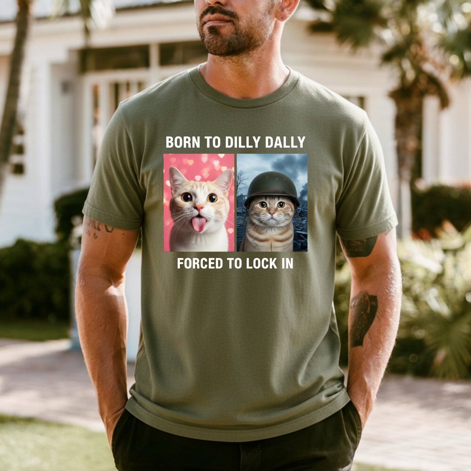 Born to Dilly Dally Forced to Lock In T-Shirt – Funny Viral Meme Tee – Trendy Humor Graphic Top