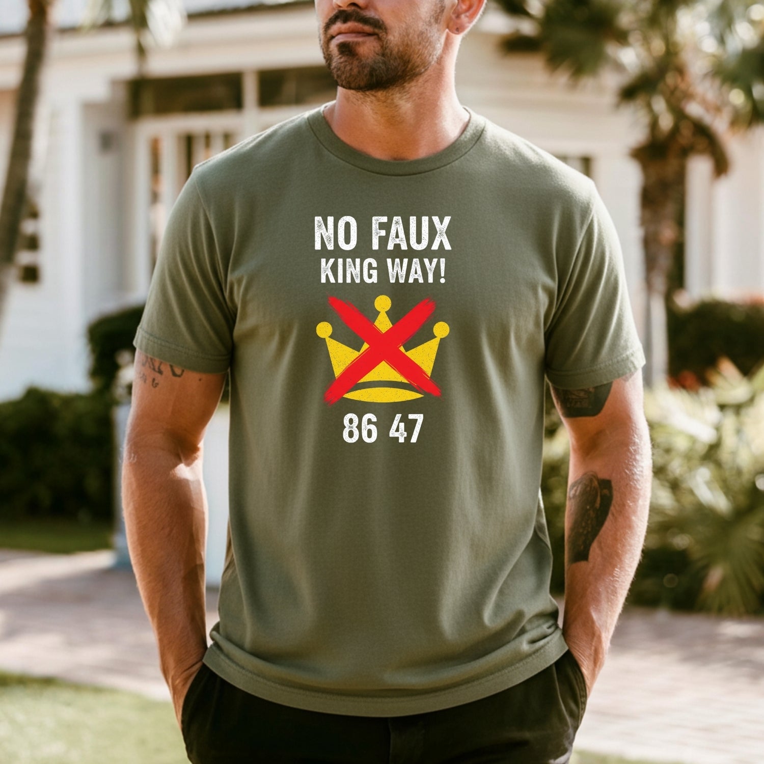 No Faux King Way 8647 Tee – Witty Wordplay Graphic Shirt