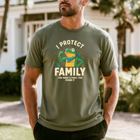 I Protect Family Frog Graphic Tee – No Kings in America Funny Satire Tee