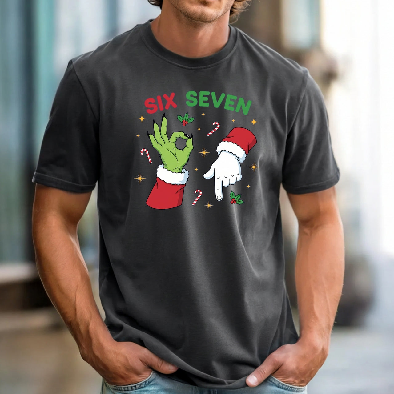 Six Seven Christmas T-Shirt – Funny Holiday Meme Graphic Tee