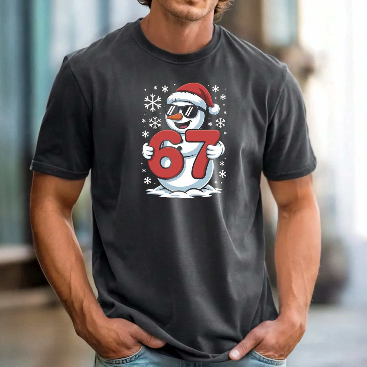 Funny Snowman Six Seven T-Shirt – Christmas Meme Graphic Tee.png