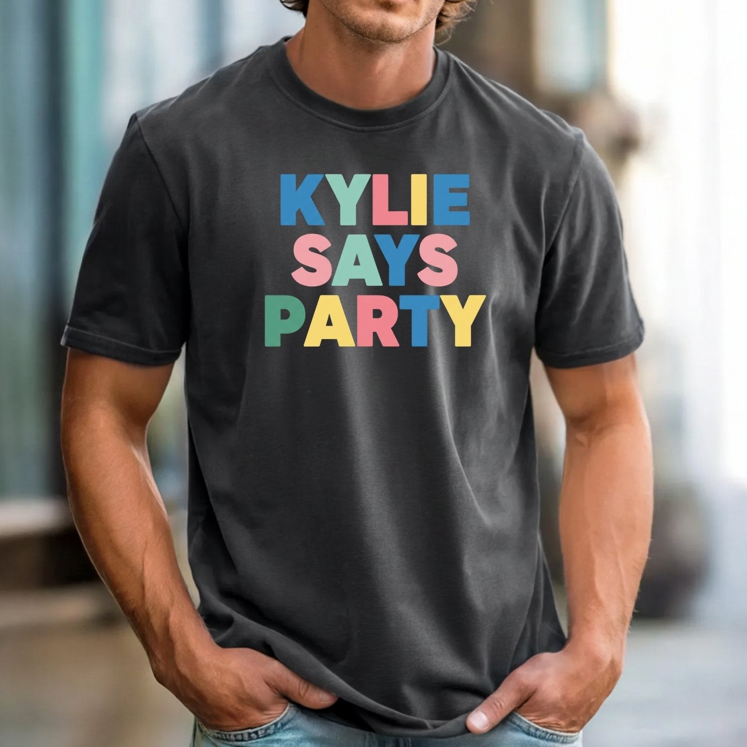 Kylie Says Party Shirt – Retro Disco Pop-Inspired Graphic Tee