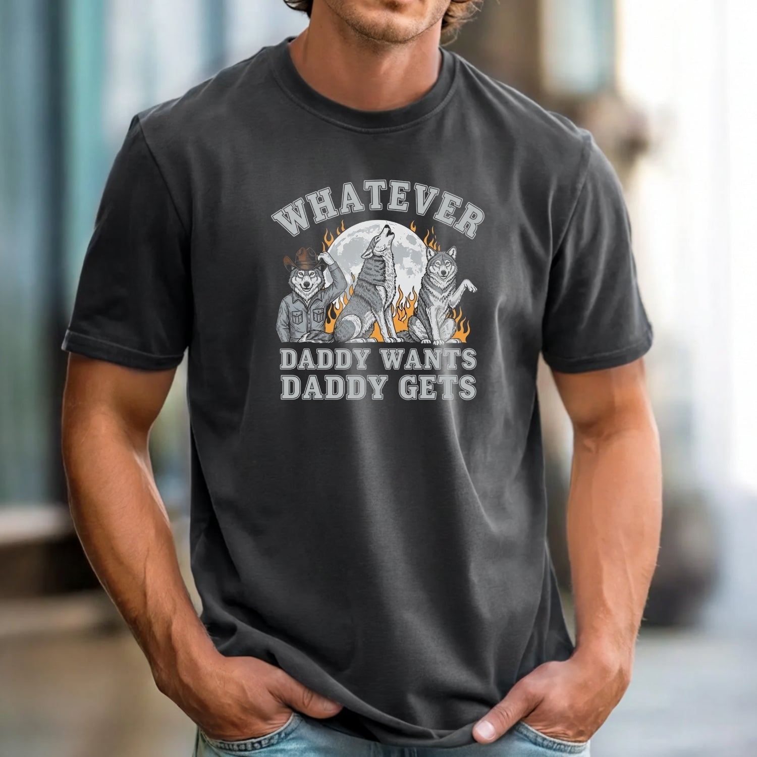 Whatever Dad Wants Dad Gets T-Shirt – Funny Werewolf Meme Tee – Cringe Humor Graphic Top