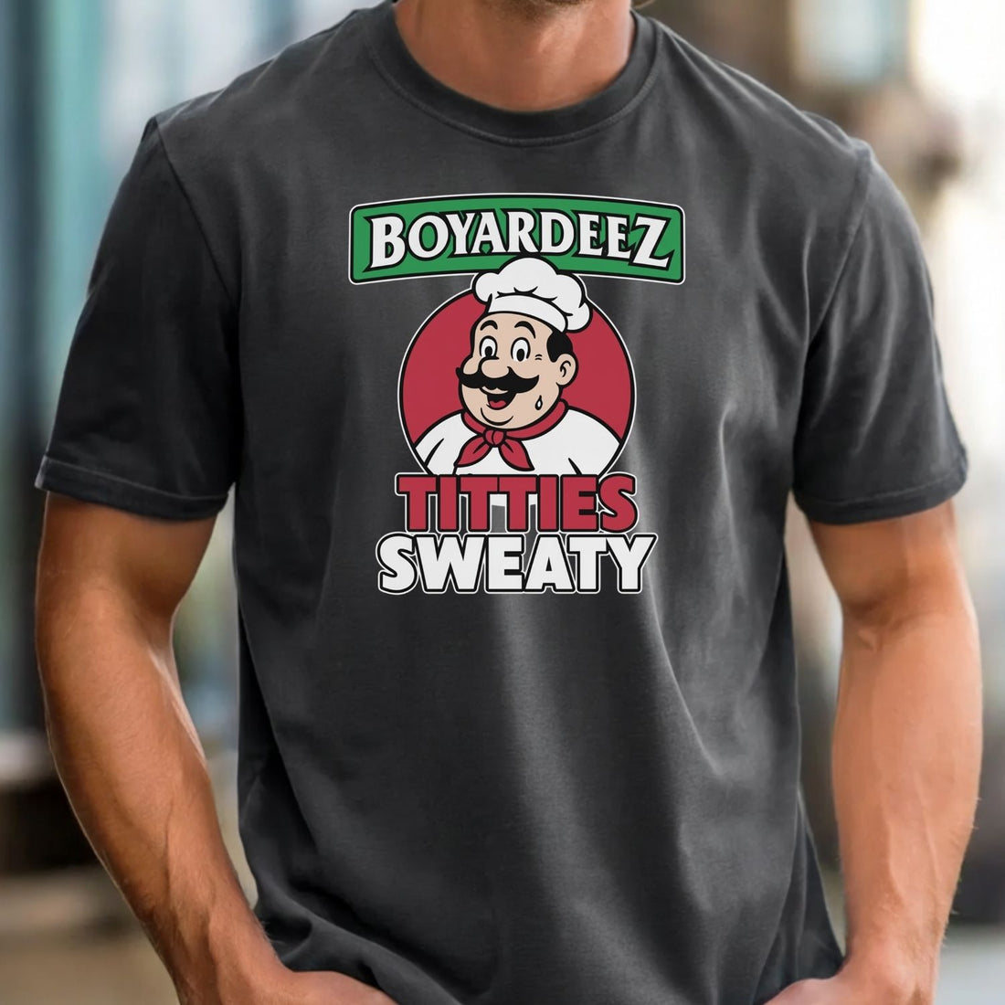 Retro Boyardeez Titties Sweaty Meme Tee - Funny Graphic T-Shirt - Extra Sweaty Edition Humor Shirt