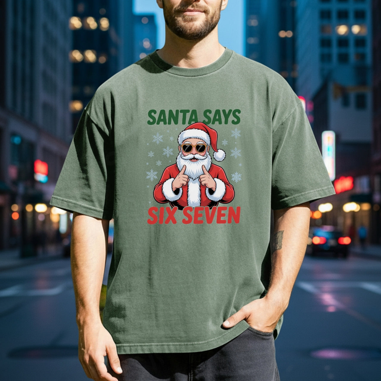 Funny Santa Says Six Seven T-Shirt – Christmas Meme Graphic Tee