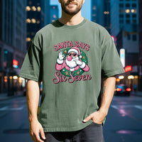 Funny Pink Santa Says Six Seven T-Shirt – Christmas Meme Graphic Tee