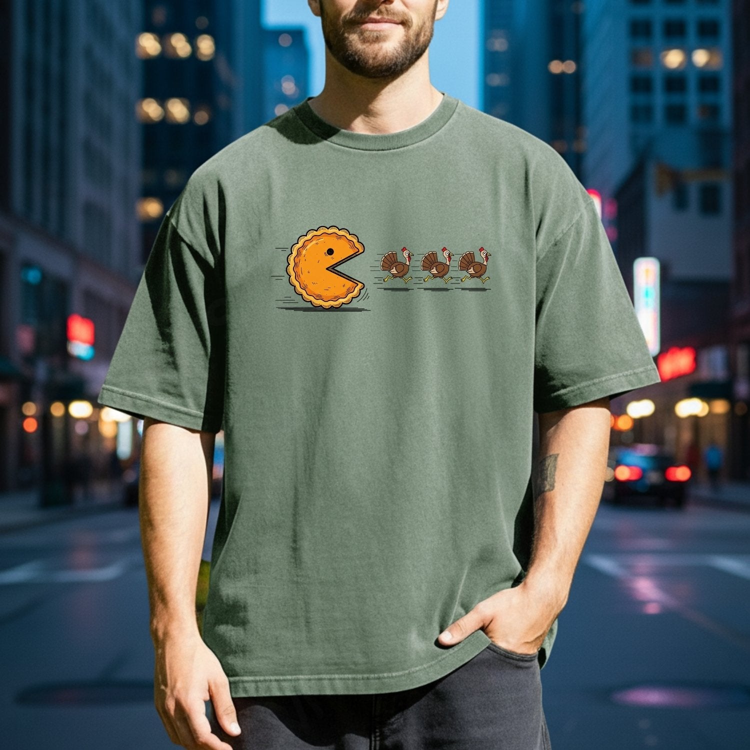Retro Turkey Chase Shirt – Funny Thanksgiving Pumpkin Pie Tee