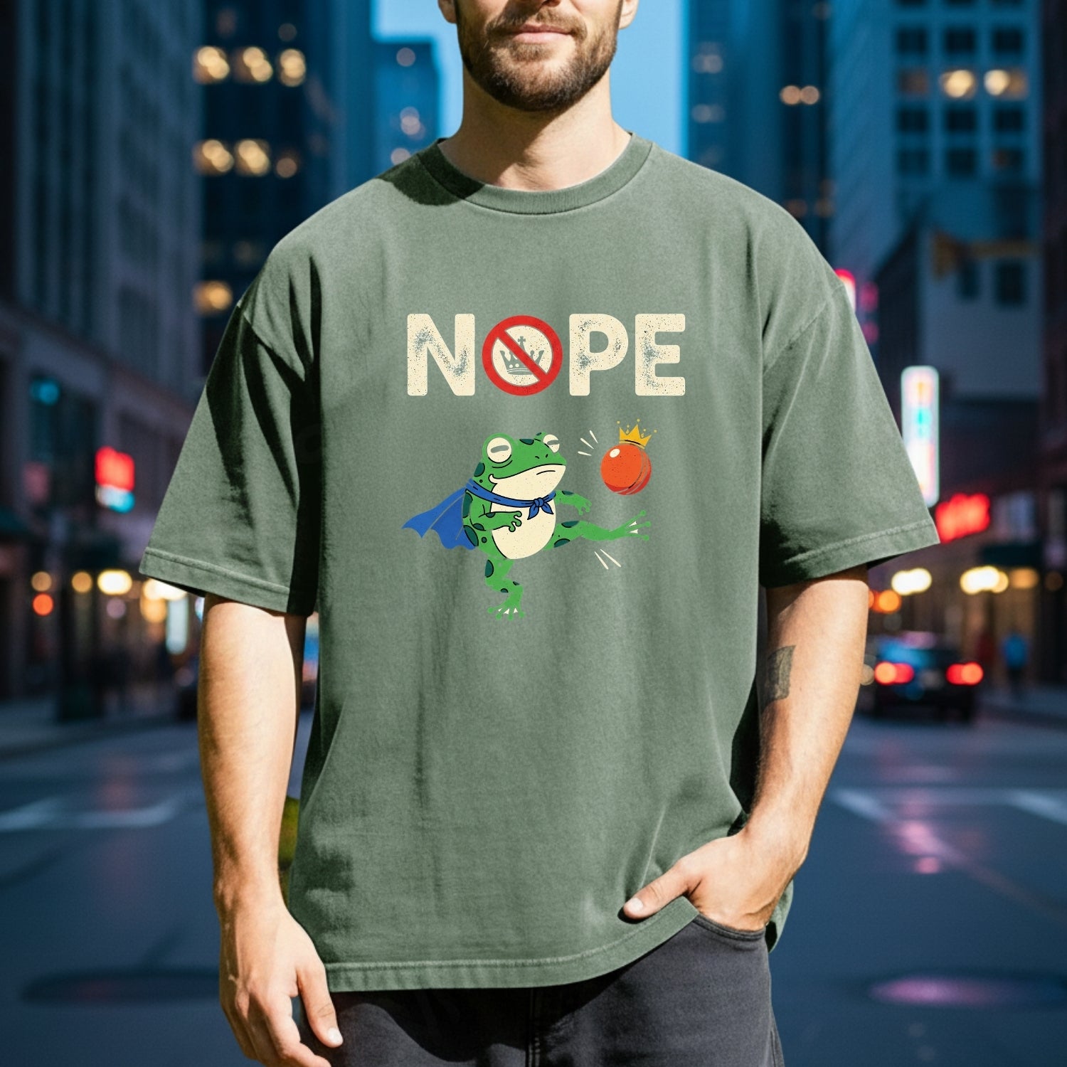 Portland Frog NOPE Meme Tee – Funny Rebellious Unisex Graphic Shirt