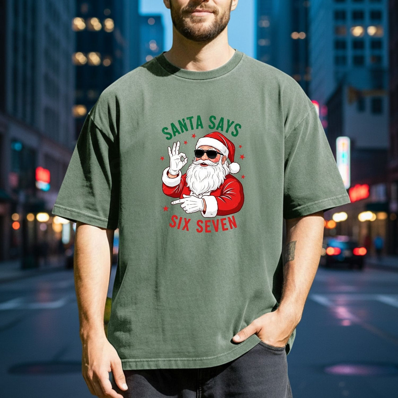 Funny Santa Says Six Seven T-Shirt – Christmas Meme Graphic Tee