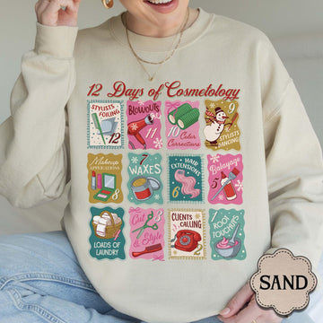 12 Days of Cosmetology Sweatshirt – Hairstylist Christmas Gift