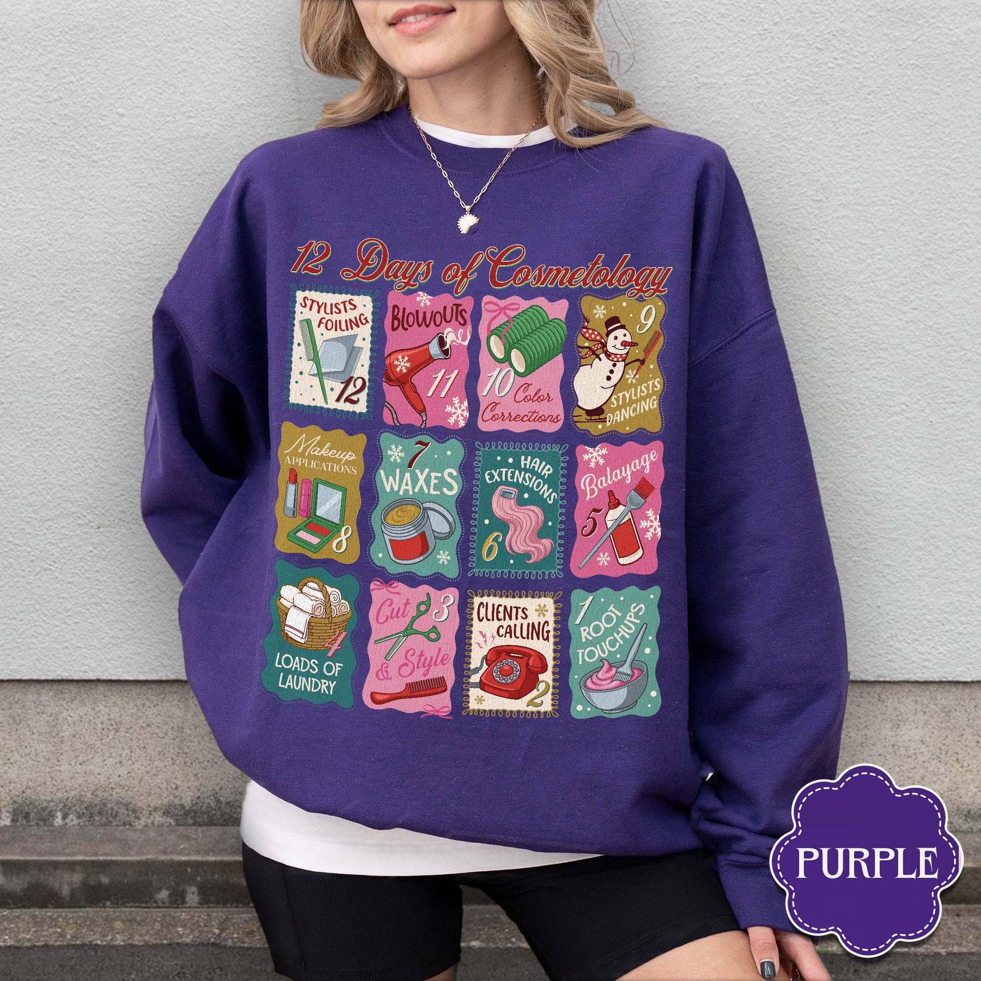 12 Days of Cosmetology Sweatshirt – Hairstylist Christmas Gift