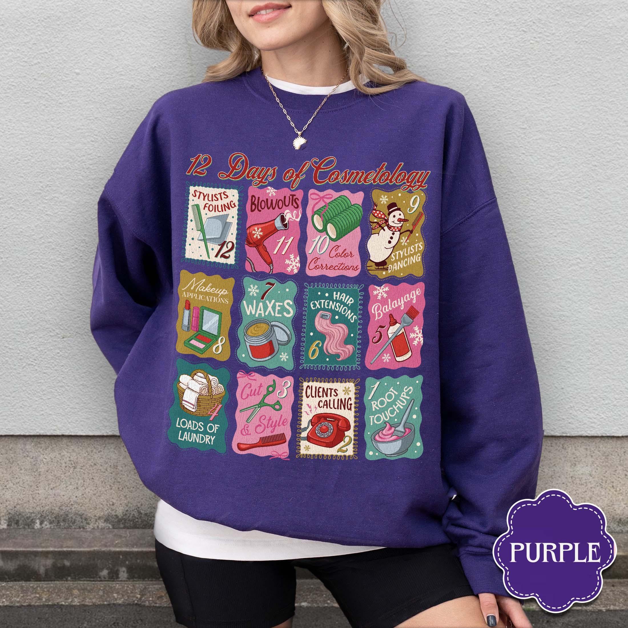 12 Days of Cosmetology Sweatshirt – Hairstylist Christmas Gift