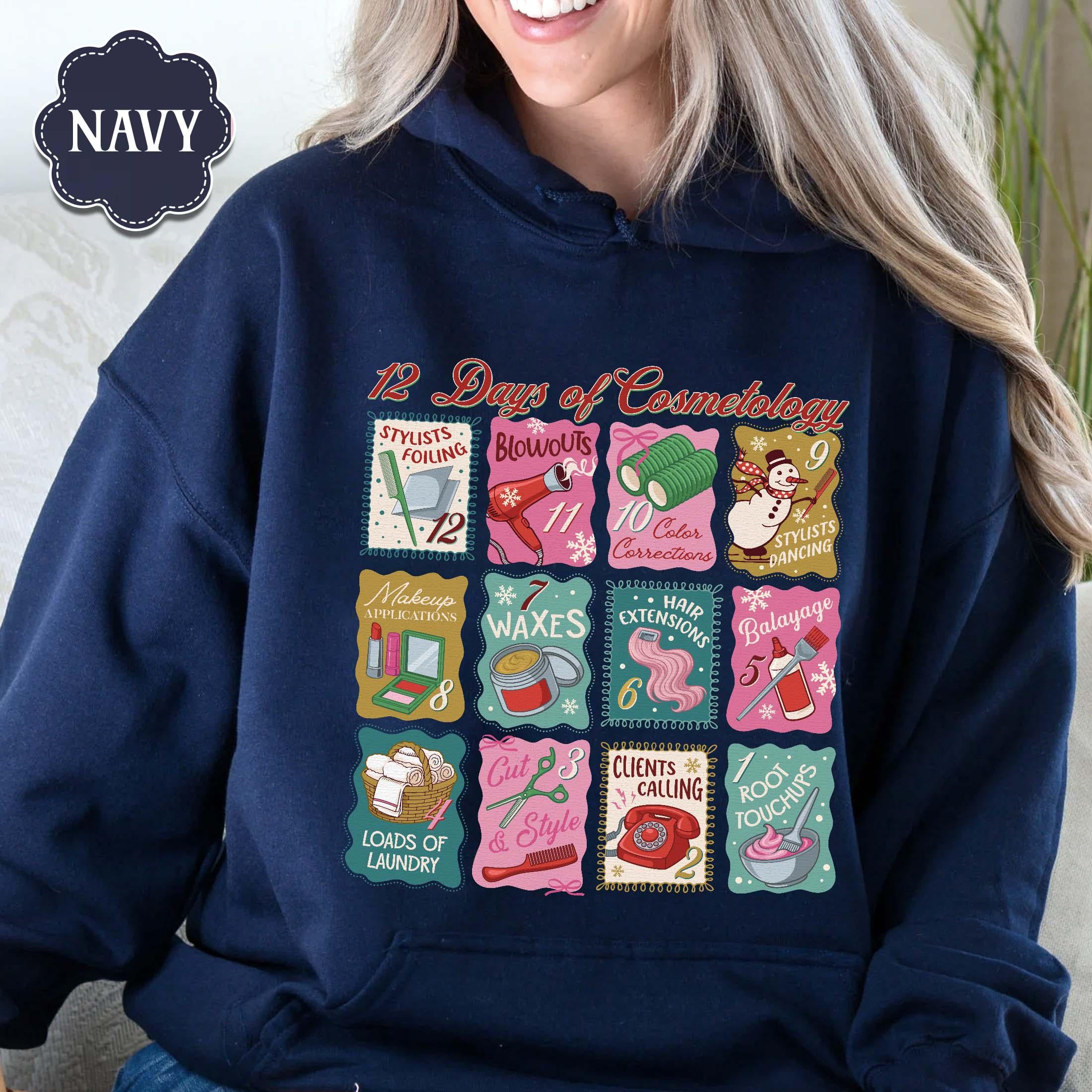 12 Days of Cosmetology Sweatshirt – Hairstylist Christmas Gift