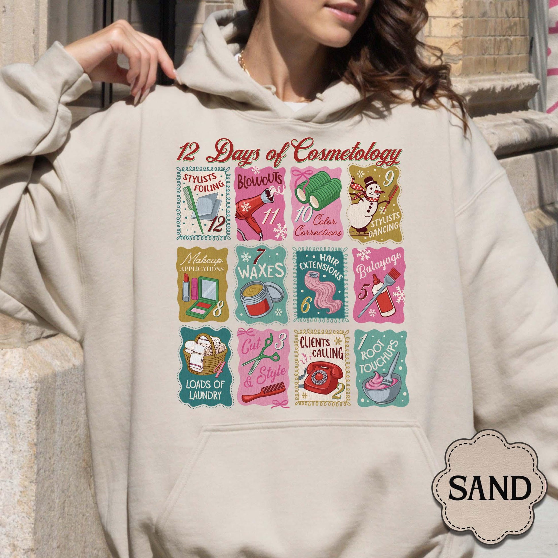 12 Days of Cosmetology Sweatshirt – Hairstylist Christmas Gift