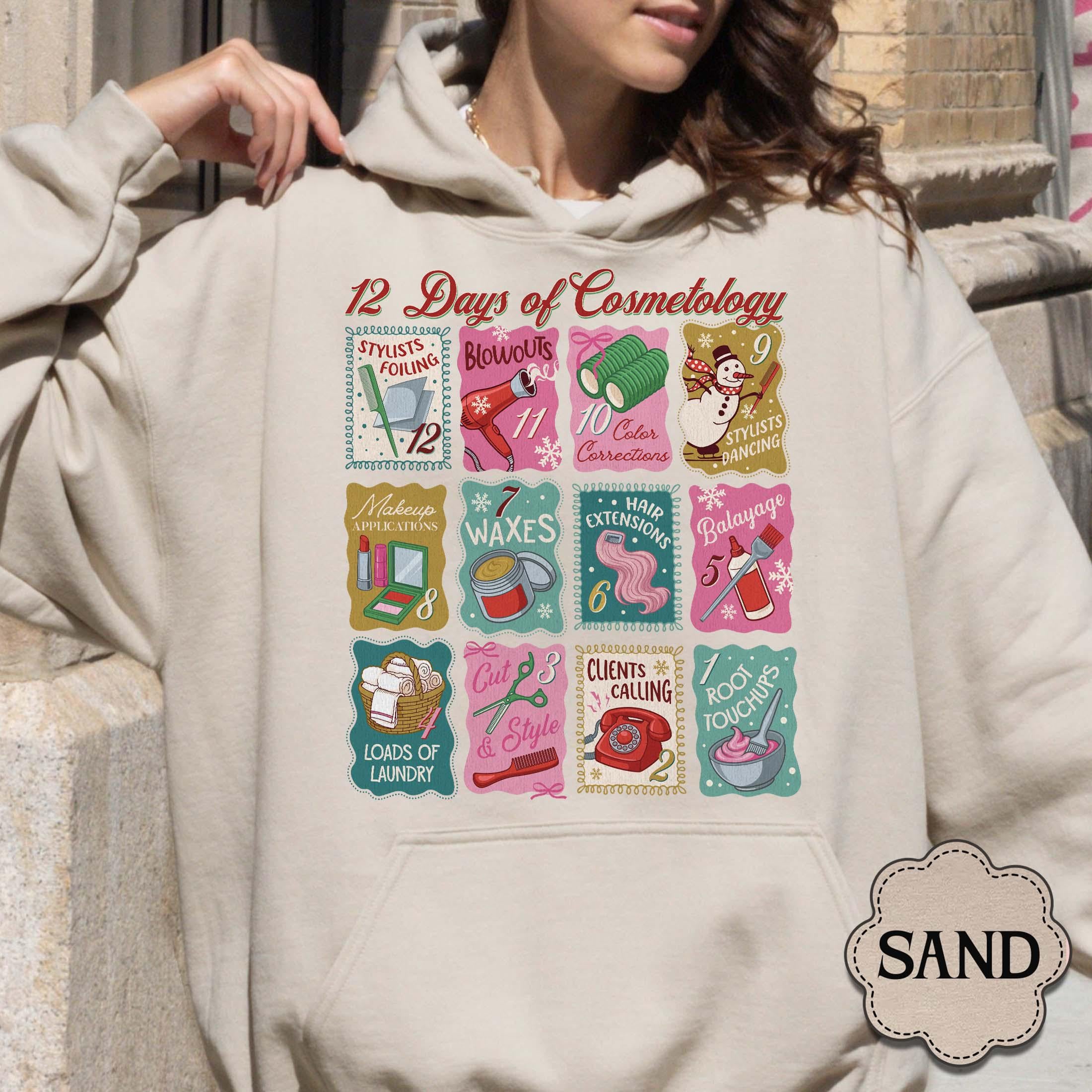 12 Days of Cosmetology Sweatshirt – Hairstylist Christmas Gift