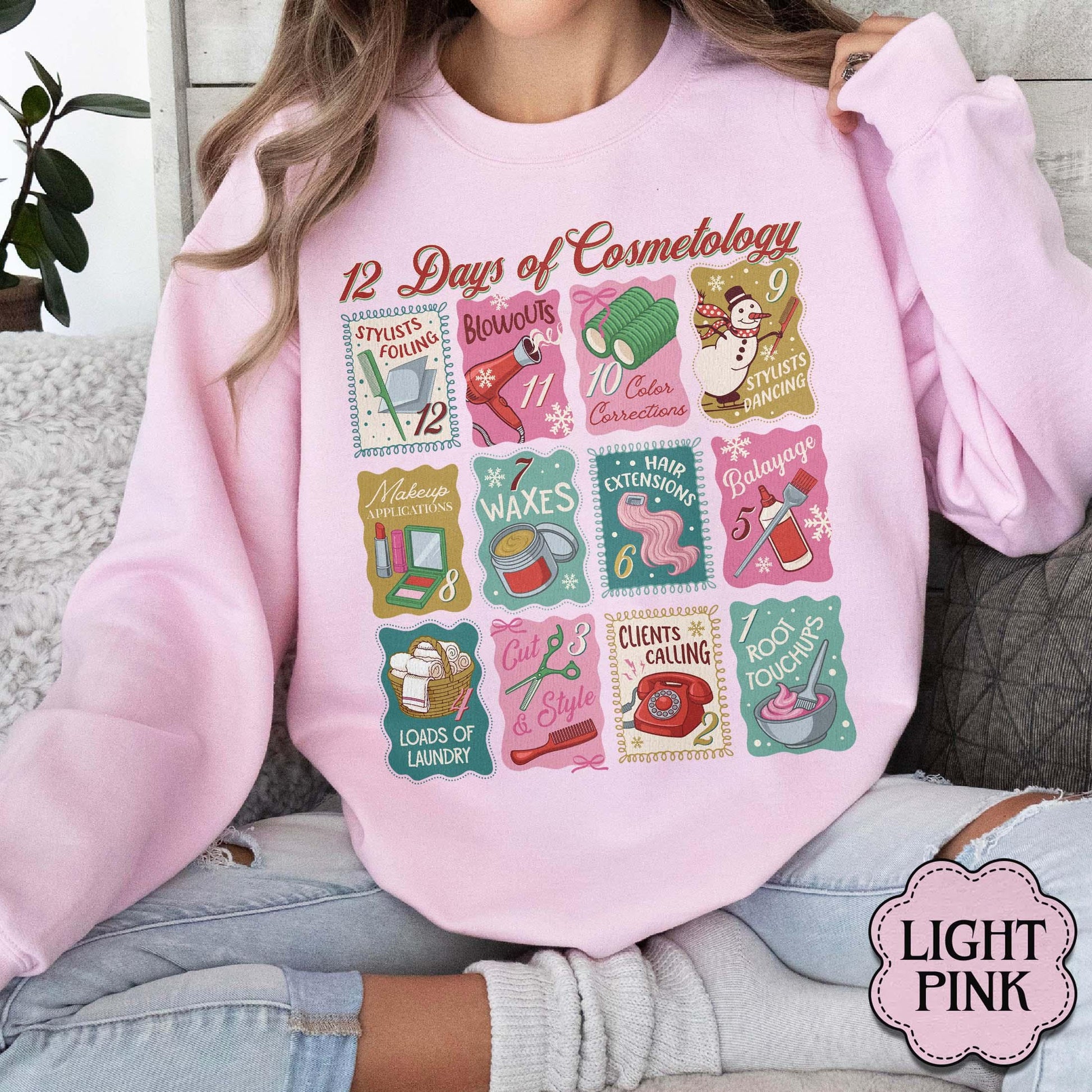 12 Days of Cosmetology Sweatshirt – Hairstylist Christmas Gift