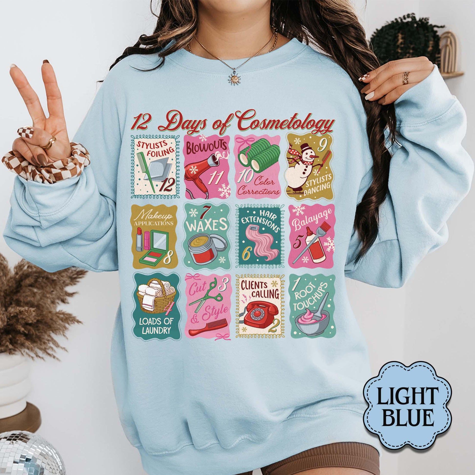 12 Days of Cosmetology Sweatshirt – Hairstylist Christmas Gift