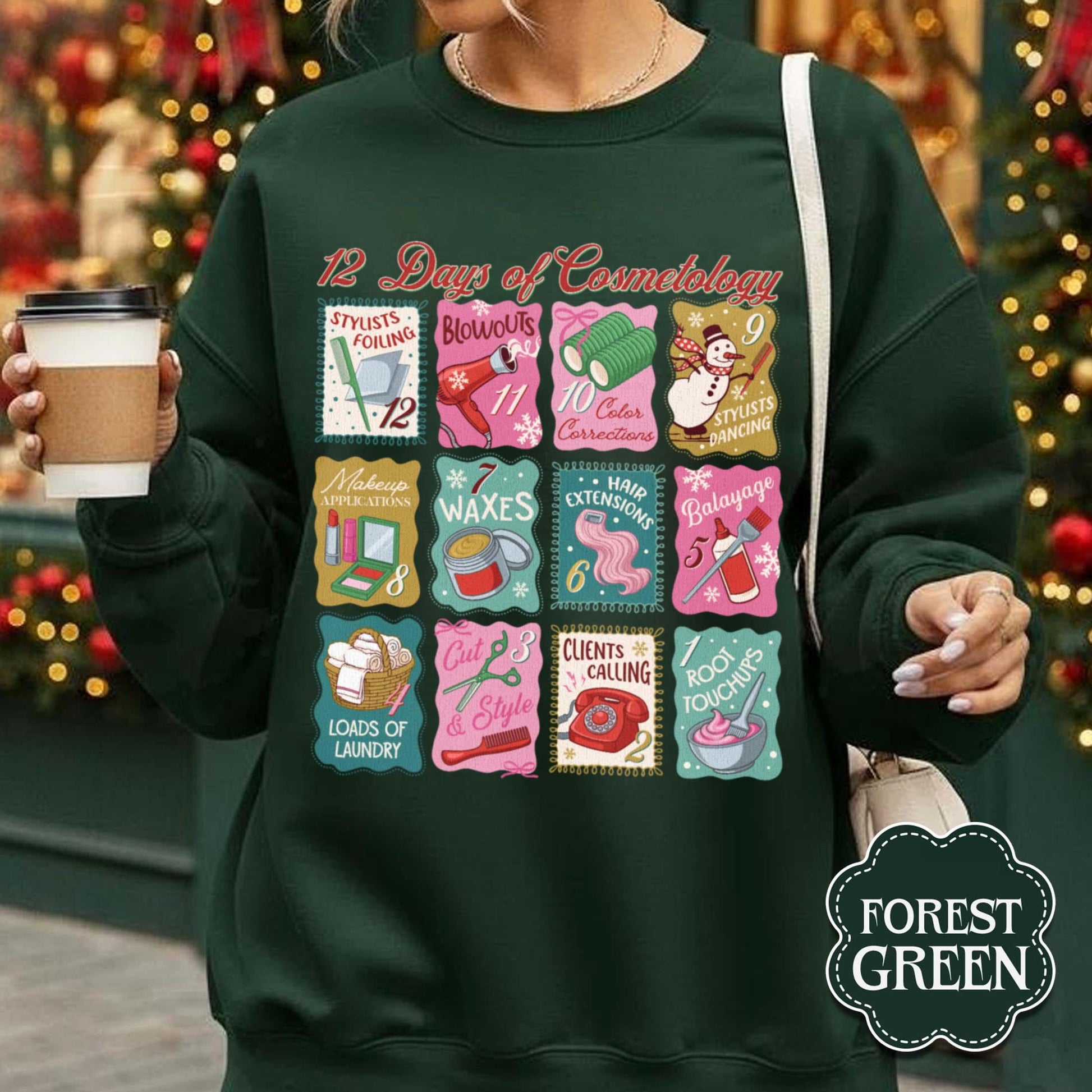 12 Days of Cosmetology Sweatshirt – Hairstylist Christmas Gift