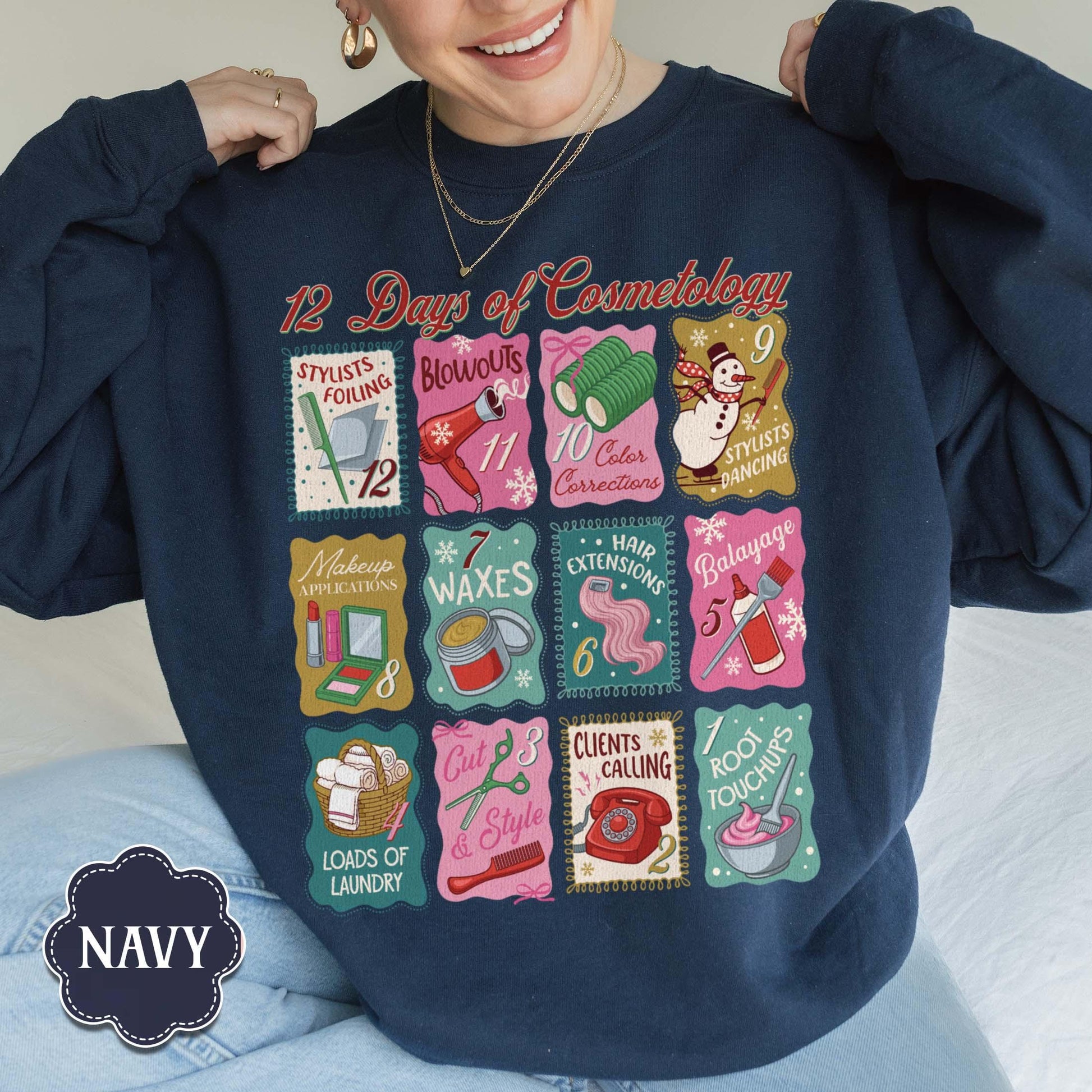 12 Days of Cosmetology Sweatshirt – Hairstylist Christmas Gift