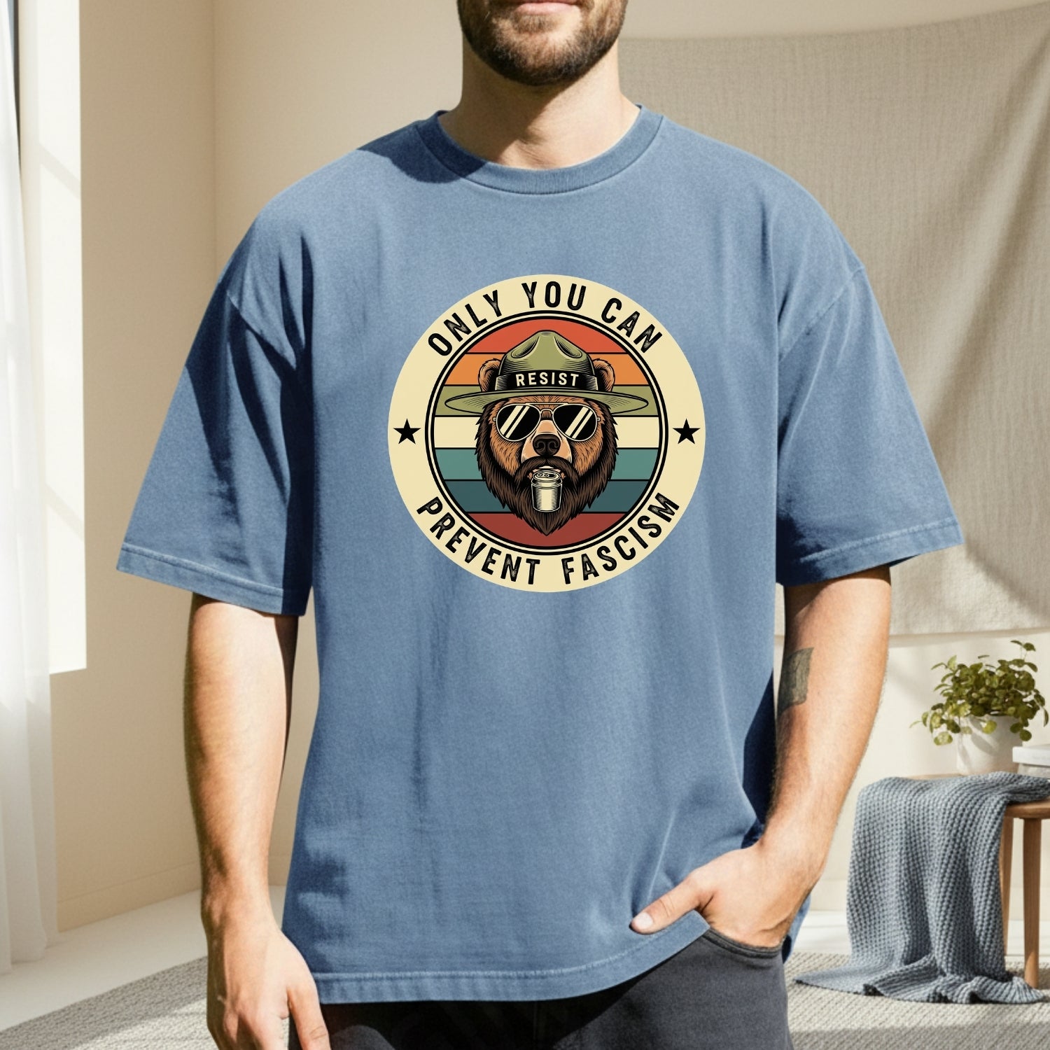 Retro Forest Ranger Bear T-Shirt – Funny Environmental Parody Tee – Vintage Nature Graphic
