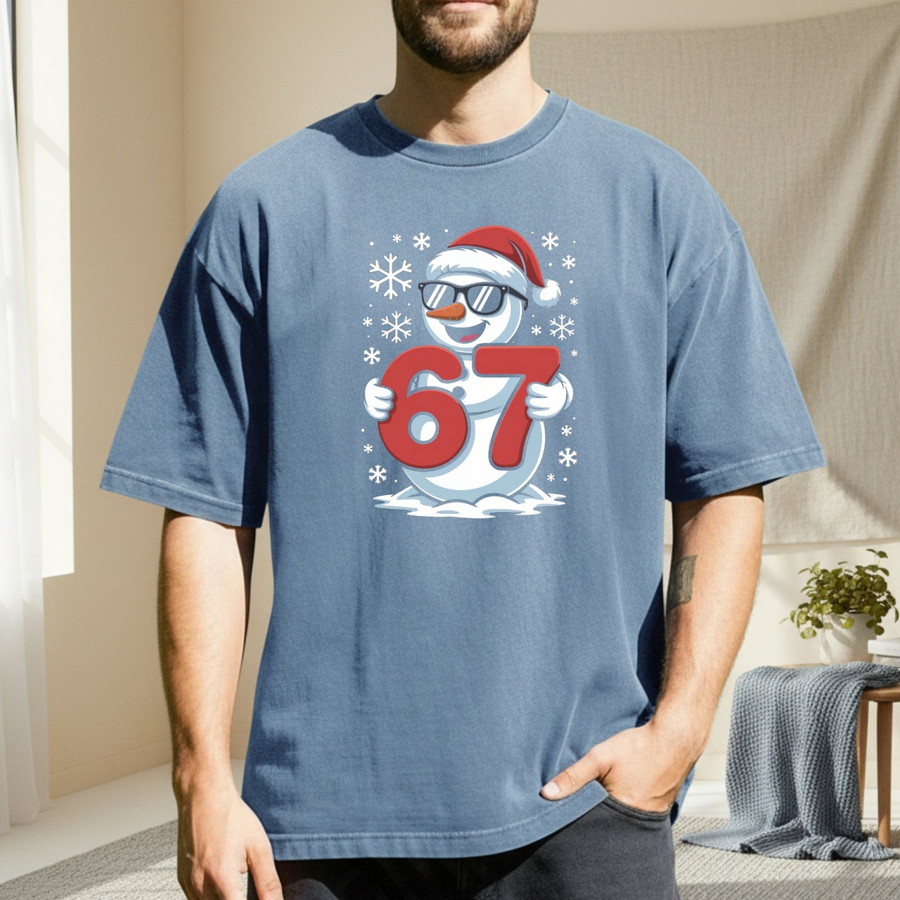 Funny Snowman Six Seven T-Shirt – Christmas Meme Graphic Tee.png
