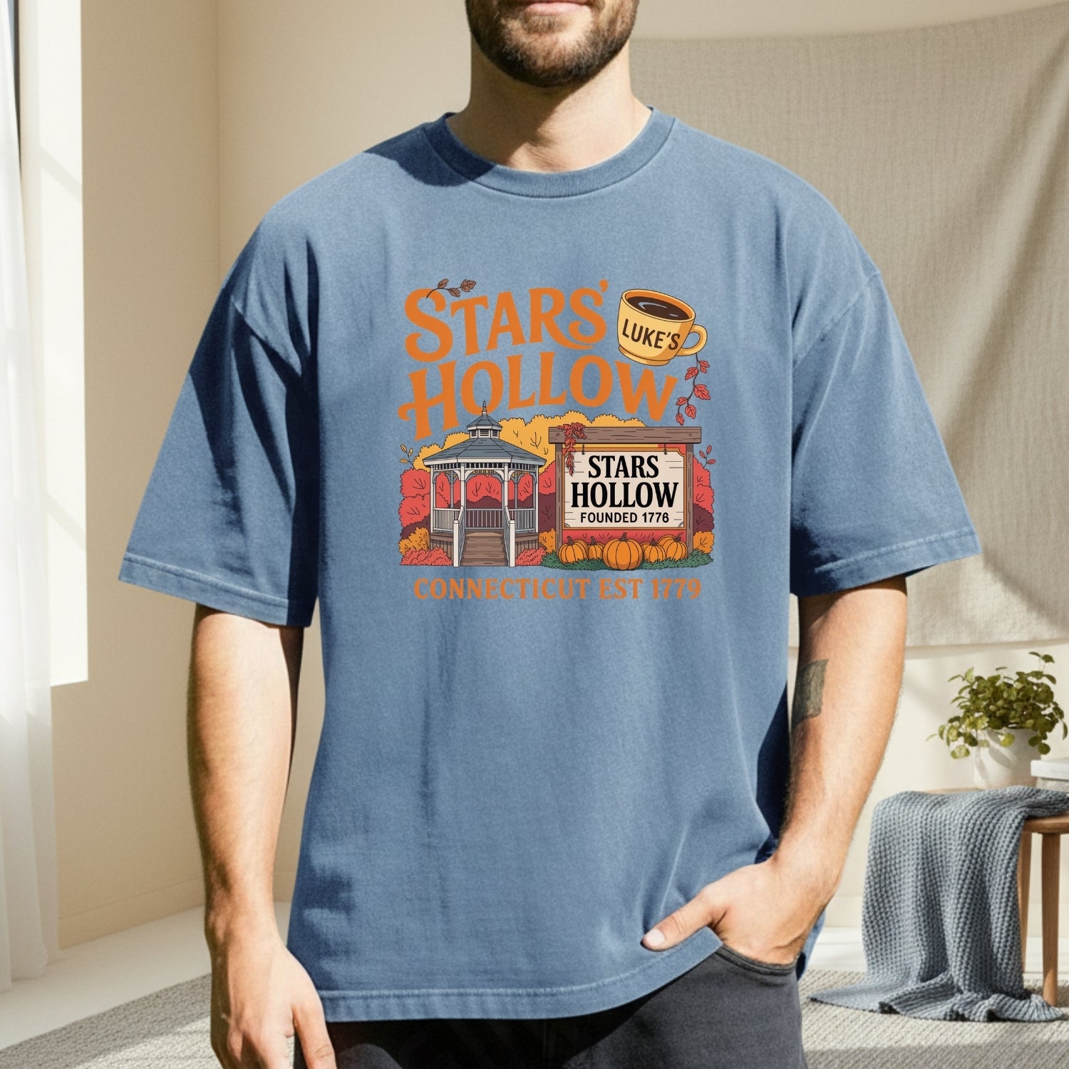 Stars Hollow T-Shirt – Retro Coffee Lover Tee – Vintage Small Town Graphic Design