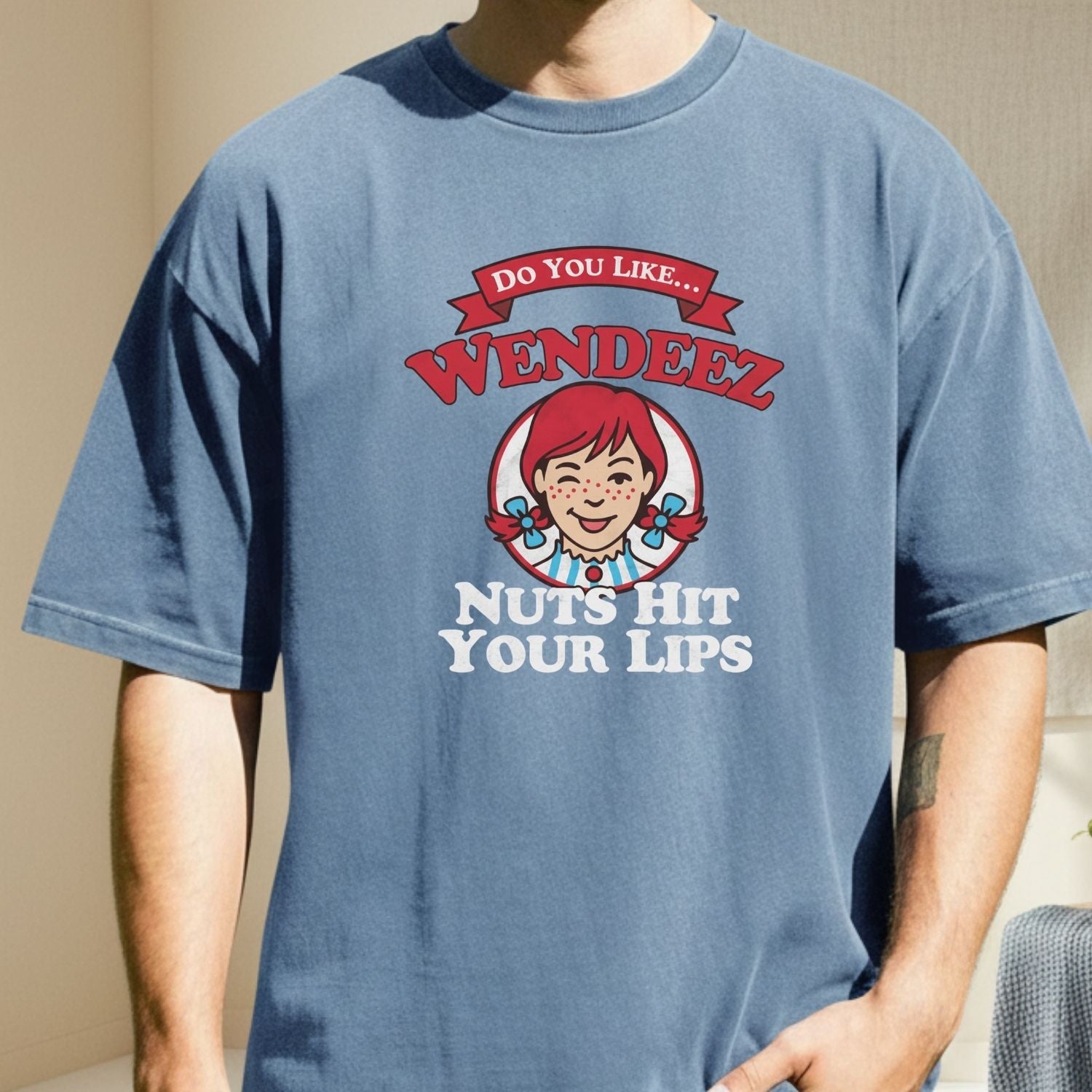 Wendeez Nuts Hit Your Lips Funny Retro Meme Shirt – Cheeky Humor Tee, Embarrassing Joke Gift for Adults