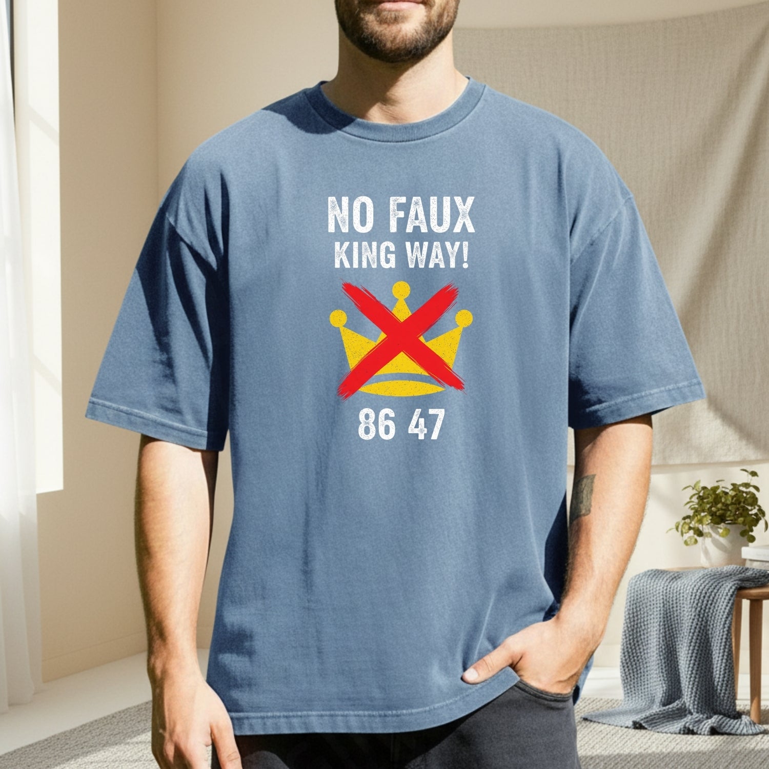 No Faux King Way 8647 Tee – Witty Wordplay Graphic Shirt