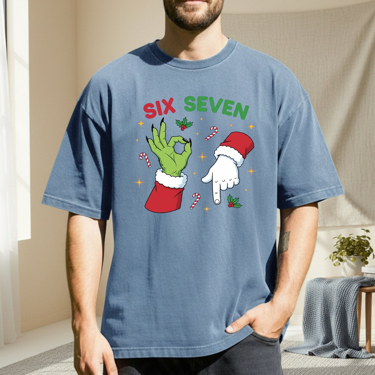 Six Seven Christmas T-Shirt – Funny Holiday Meme Graphic Tee