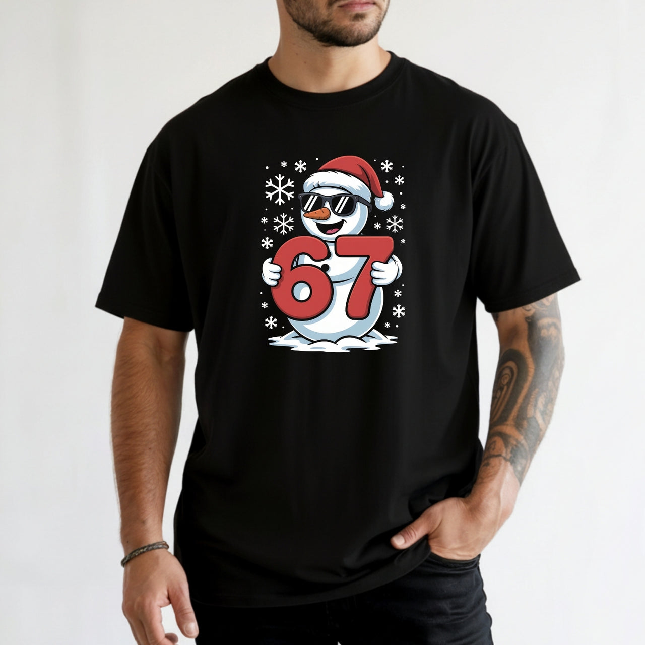 Funny Snowman Six Seven T-Shirt – Christmas Meme Graphic Tee.png