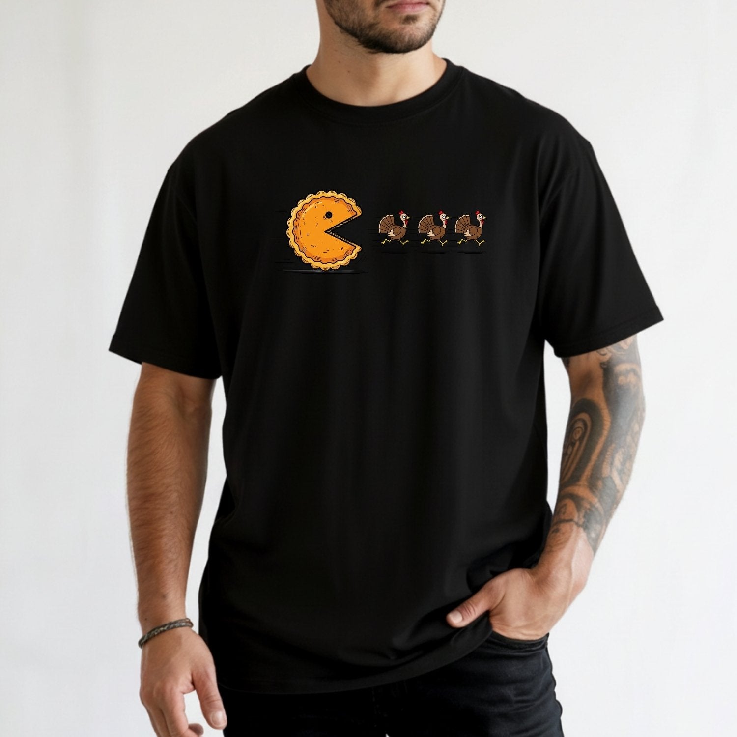 Retro Turkey Chase Shirt – Funny Thanksgiving Pumpkin Pie Tee