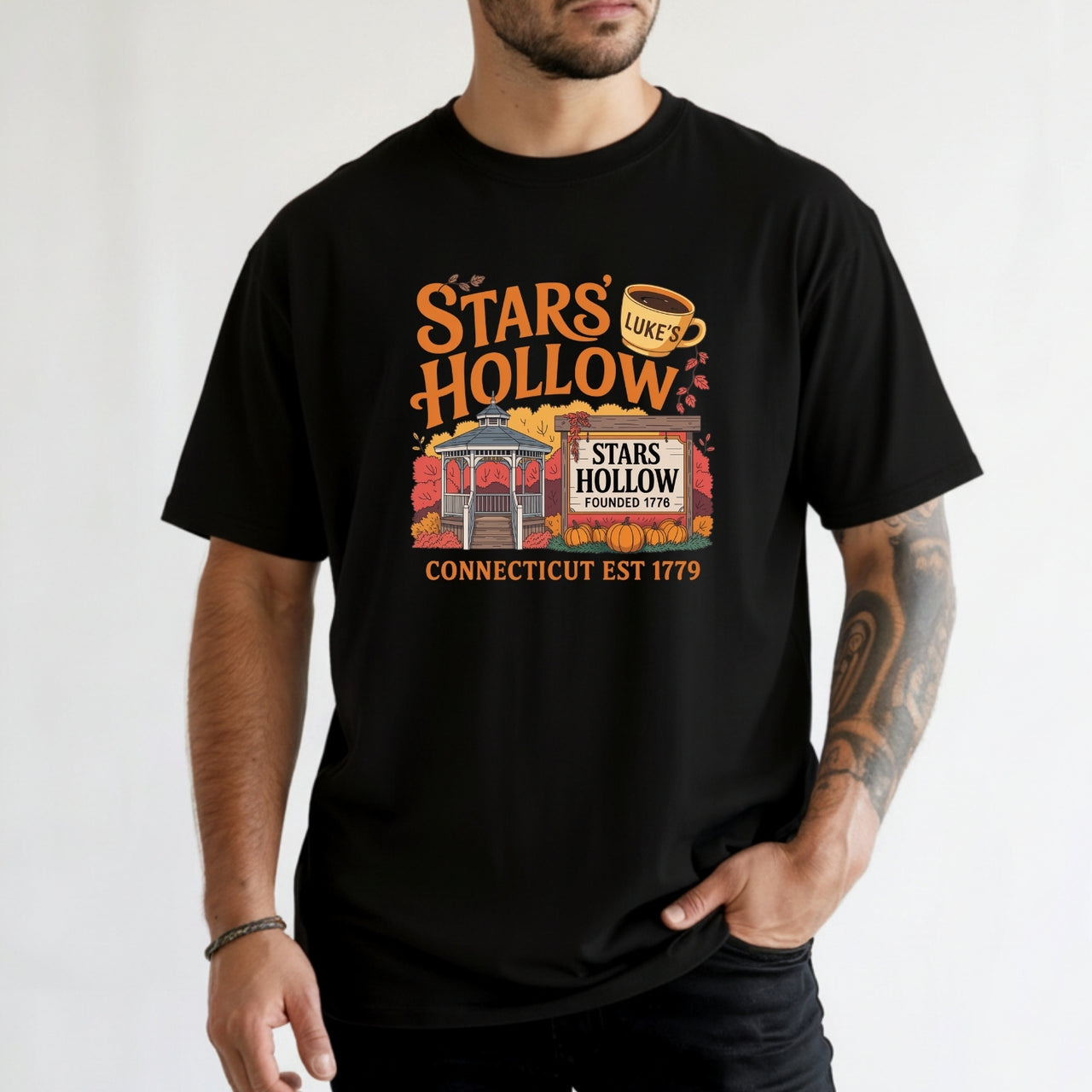Stars Hollow T-Shirt – Retro Coffee Lover Tee – Vintage Small Town Graphic Design