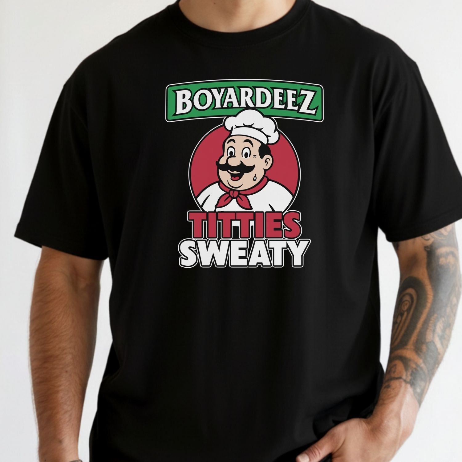 Retro Boyardeez Titties Sweaty Meme Tee - Funny Graphic T-Shirt - Extra Sweaty Edition Humor Shirt