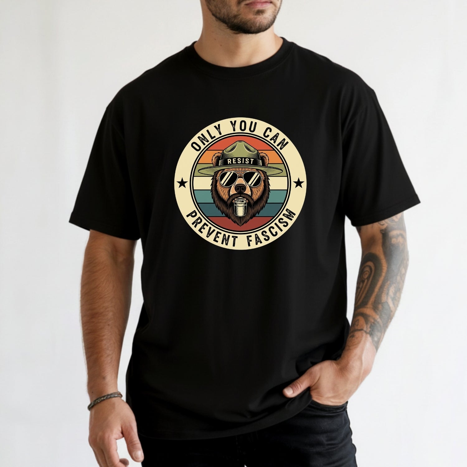 Retro Forest Ranger Bear T-Shirt – Funny Environmental Parody Tee – Vintage Nature Graphic